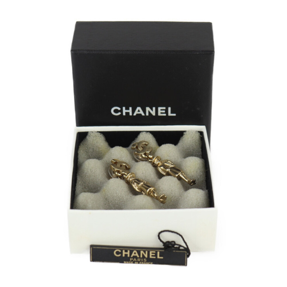 CHANEL Authentic Gold Logo Earrings - Picture 8 of 8